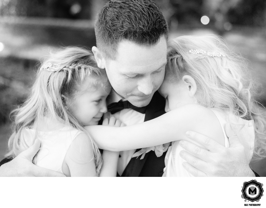 Tender Moment: Groom with His Two Young Daughters