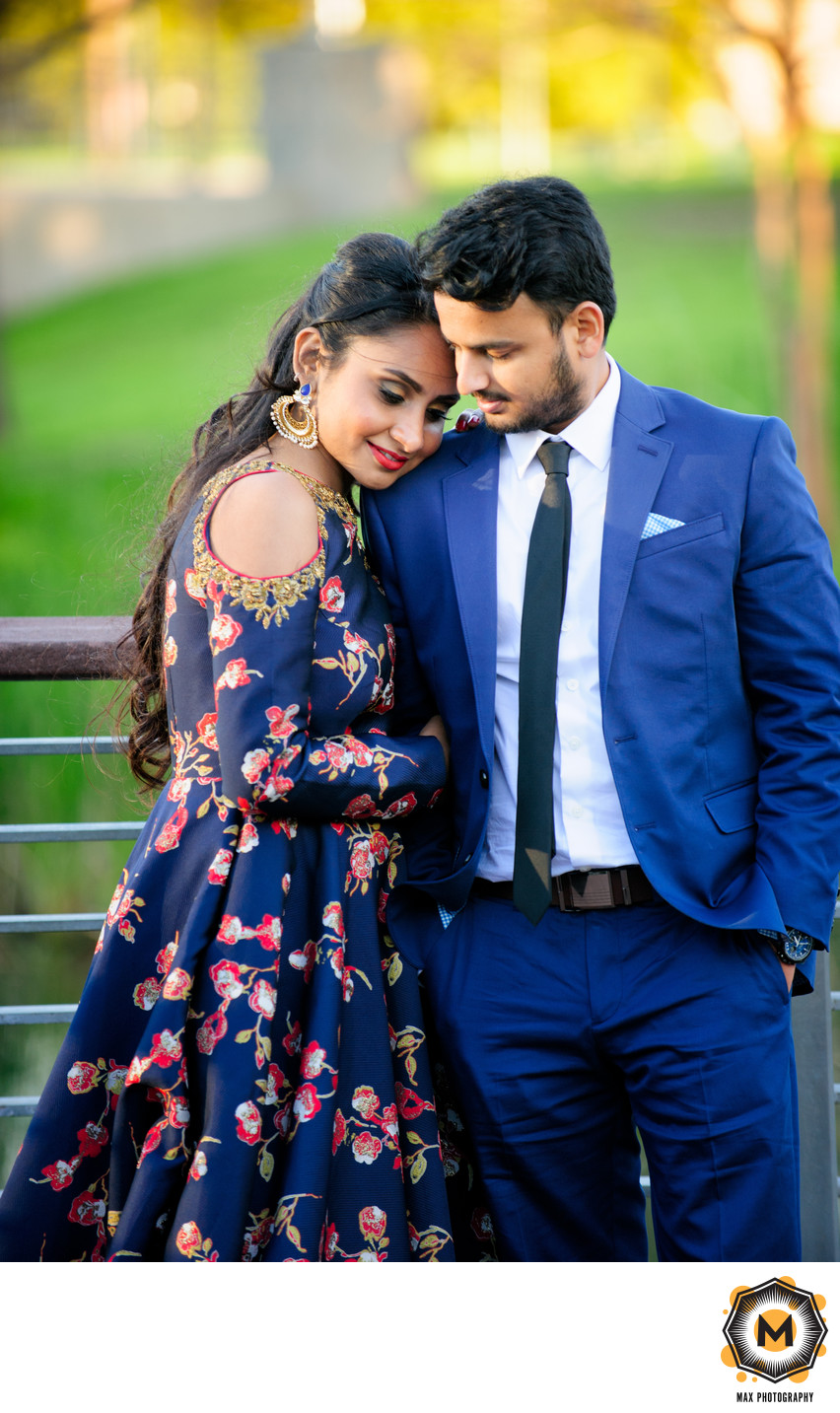 Shared Tender Moment Between Stylish Engaged Couple