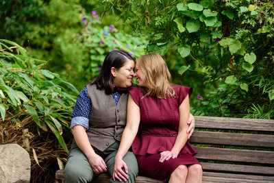 Lesbian Engagement Session at Zilker Botanical Garden
