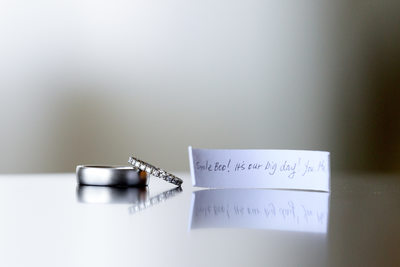 Wedding Details Photography | Rings and Note