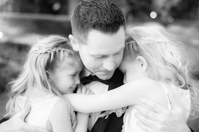 Tender Moment: Groom with His Two Young Daughters