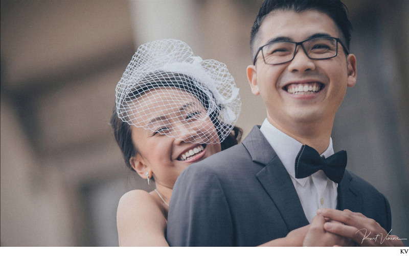 NYC hipsters all smiles Prague Castle pre wedding