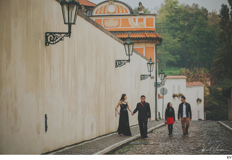 family walking through Novy Svet 