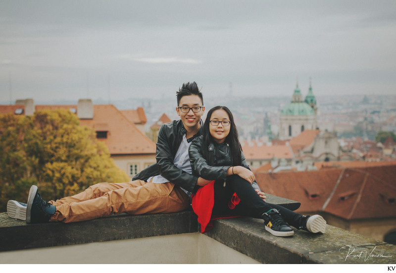 Wonderful photo of brother & sister overlooking Prague