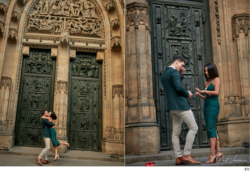 Prague marriage proposal: a ring and a twirl