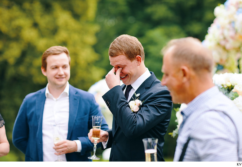 The grooms reaction after marrying