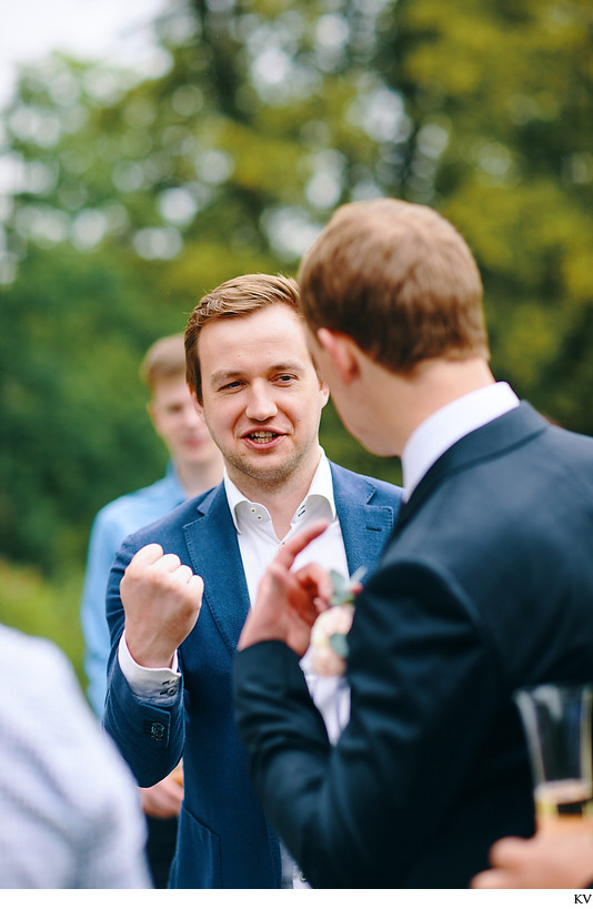 Groom celebrates with friends