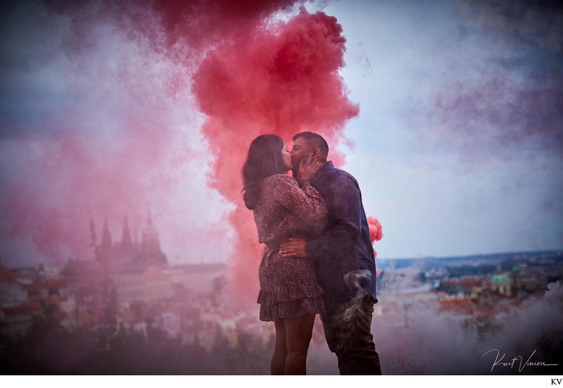 She said yes in a cloud of smoke Prague engagements