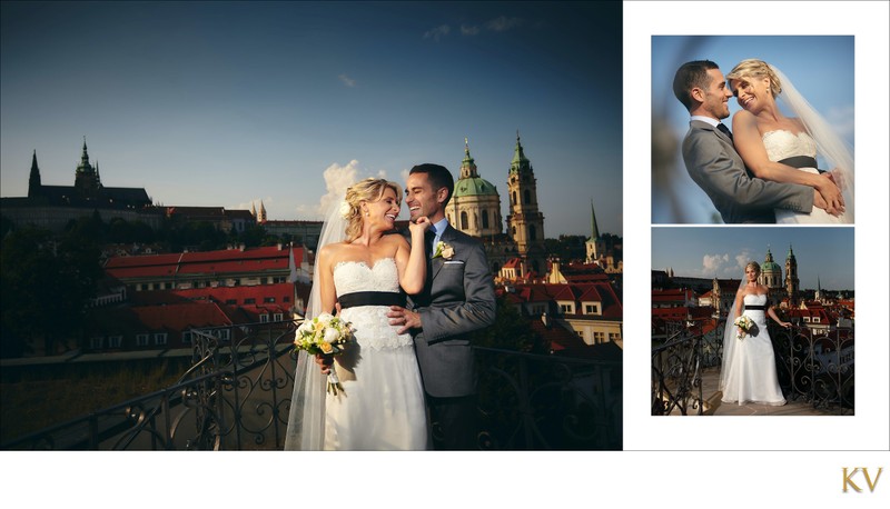 intimate moments of bride & groom above Vrtba