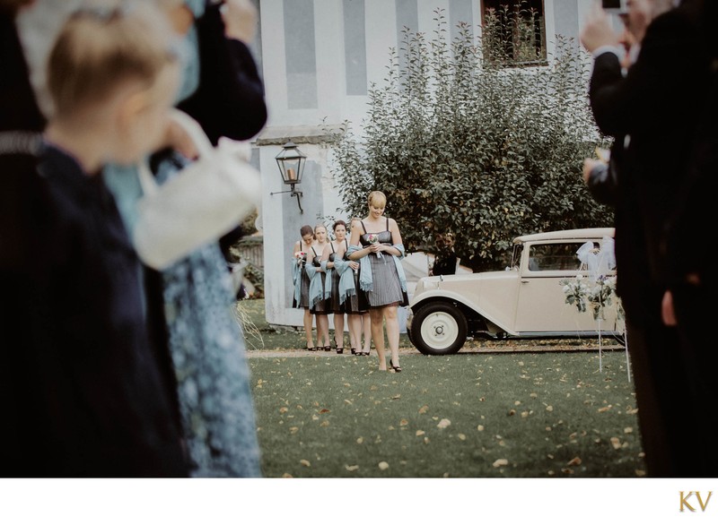 bridesmaids wedding march Cesky Krumlov Castle wedding