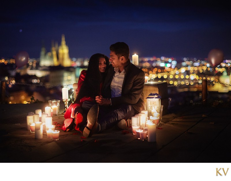 Candle lit marriage proposals from Prague