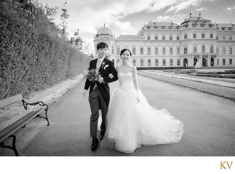 Belvedere Palace Wedding Austria -  Happy Bride & Groom