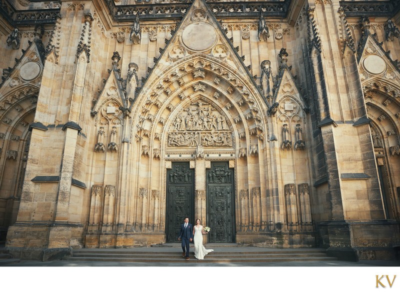 Newlyweds At St. Vitus Cathedral In Prague