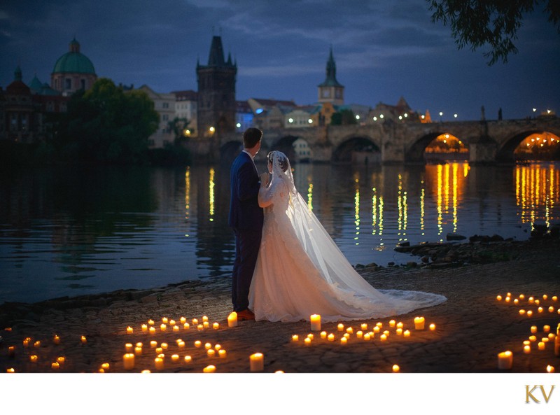  Bride & Groom At Riverside at Dawn in Prague