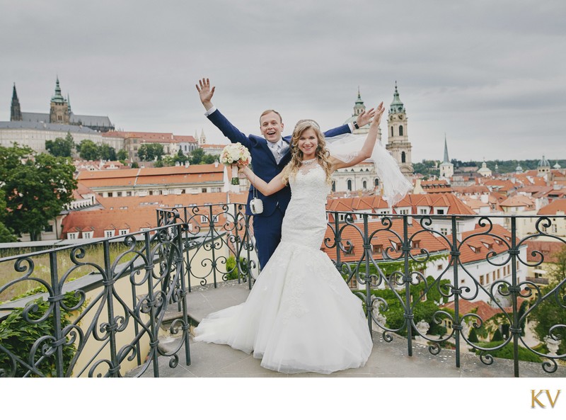 Katie and Michael Newlyweds Above Vrtba
