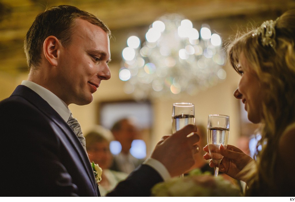 Champagne toast for the newlyweds Alchymist in Prague