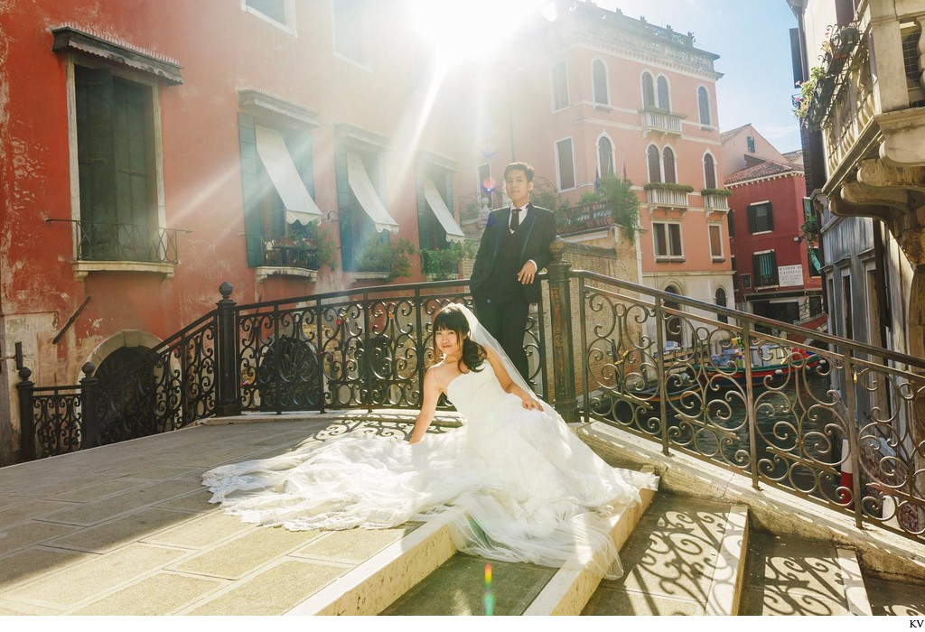 sun-flared elegance near the canals of Venice