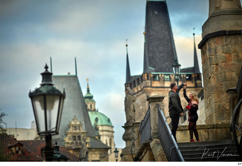 A dance atop the Kampa Steps - Prague marriage proposal