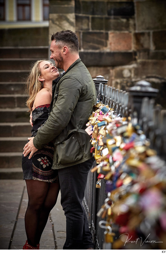 holding tight Prague marriage proposal