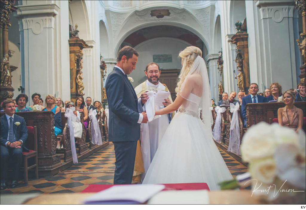 Priest bride & groom