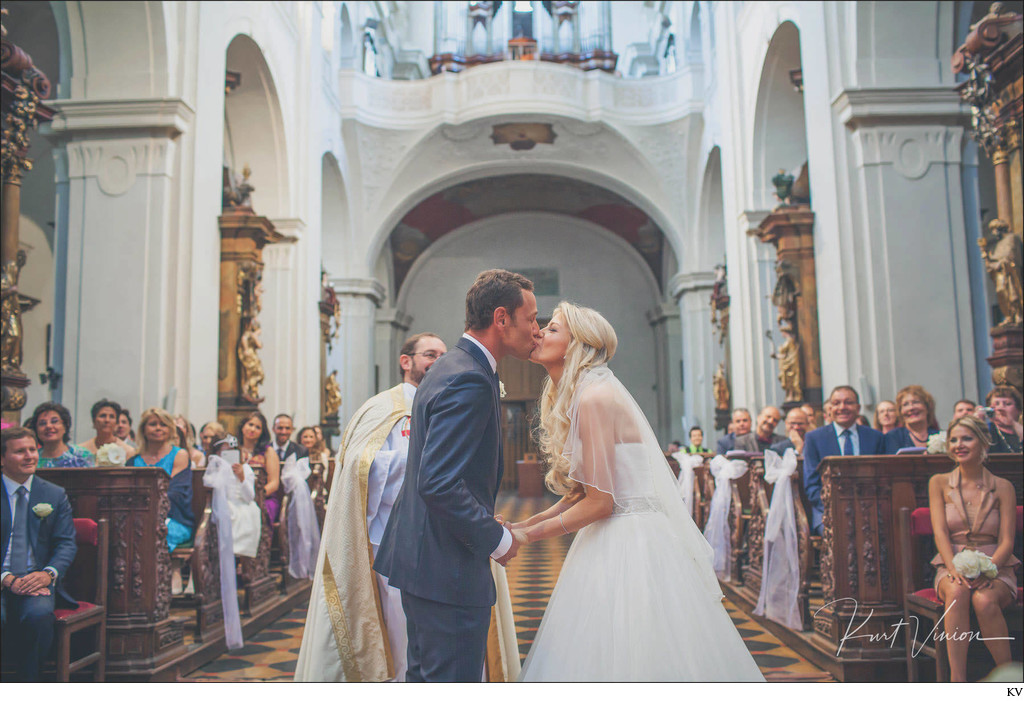 bride & groom kiss