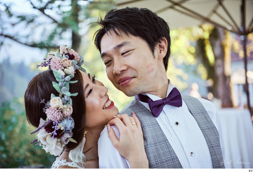 laughing newlyweds