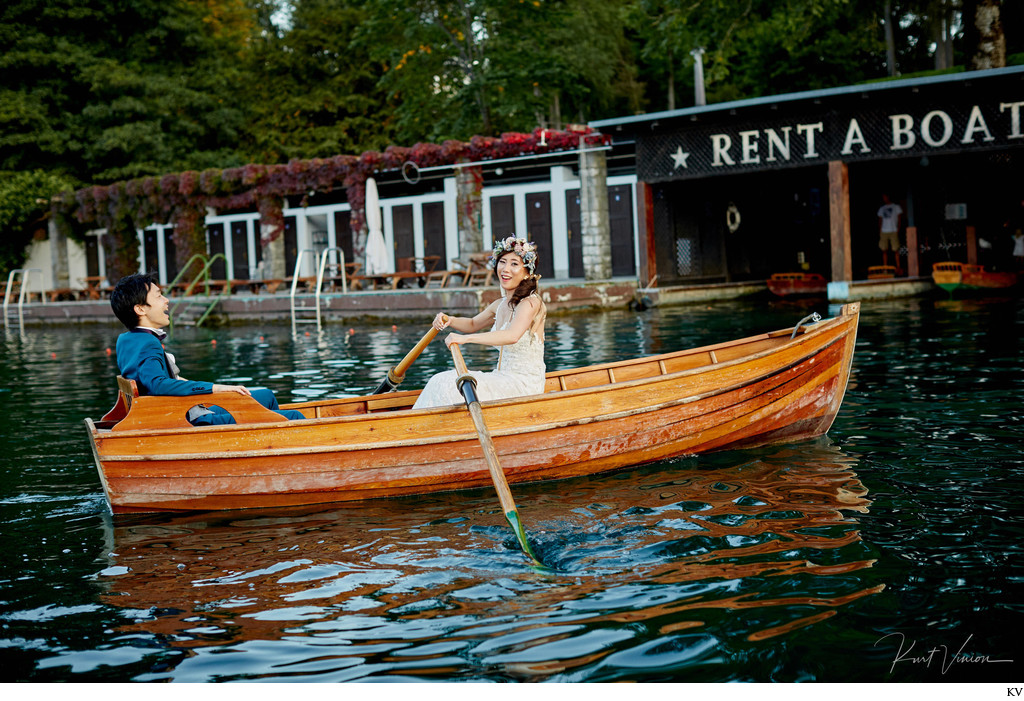 Bride rowing 