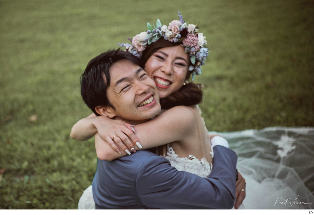 joyful newlyweds