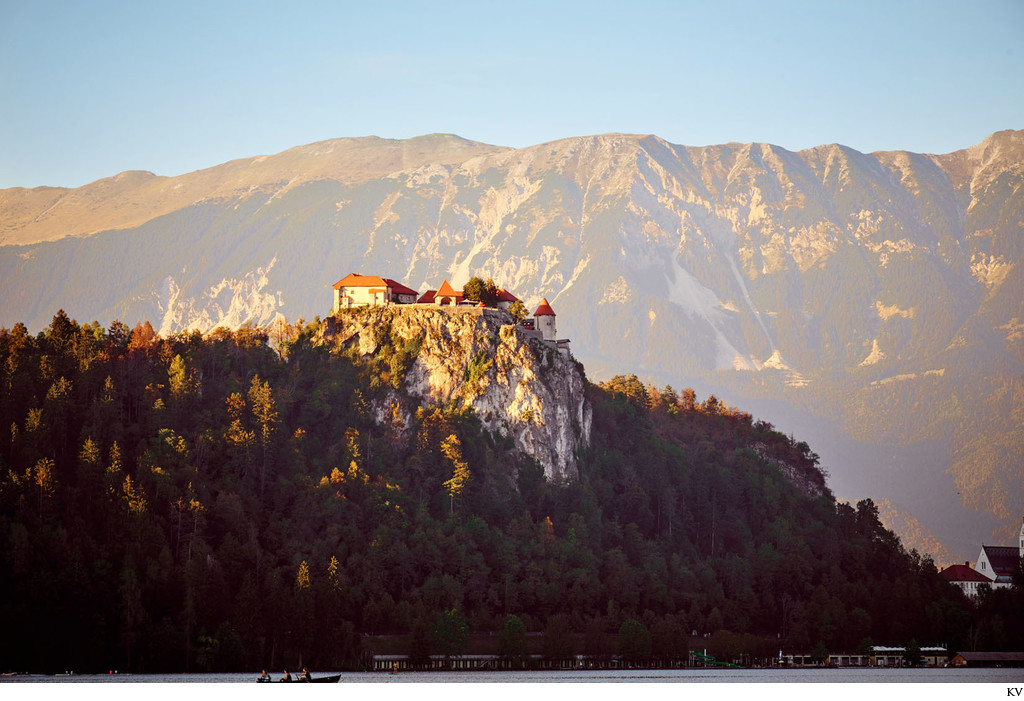 castle bled sunset