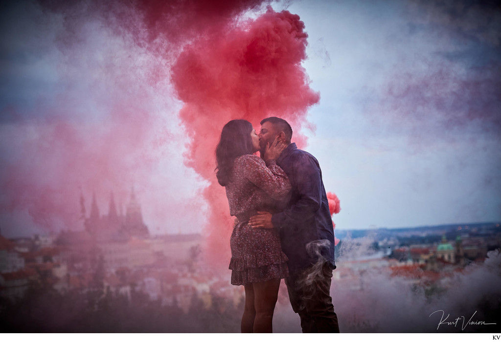 She said yes in a cloud of smoke Prague engagements