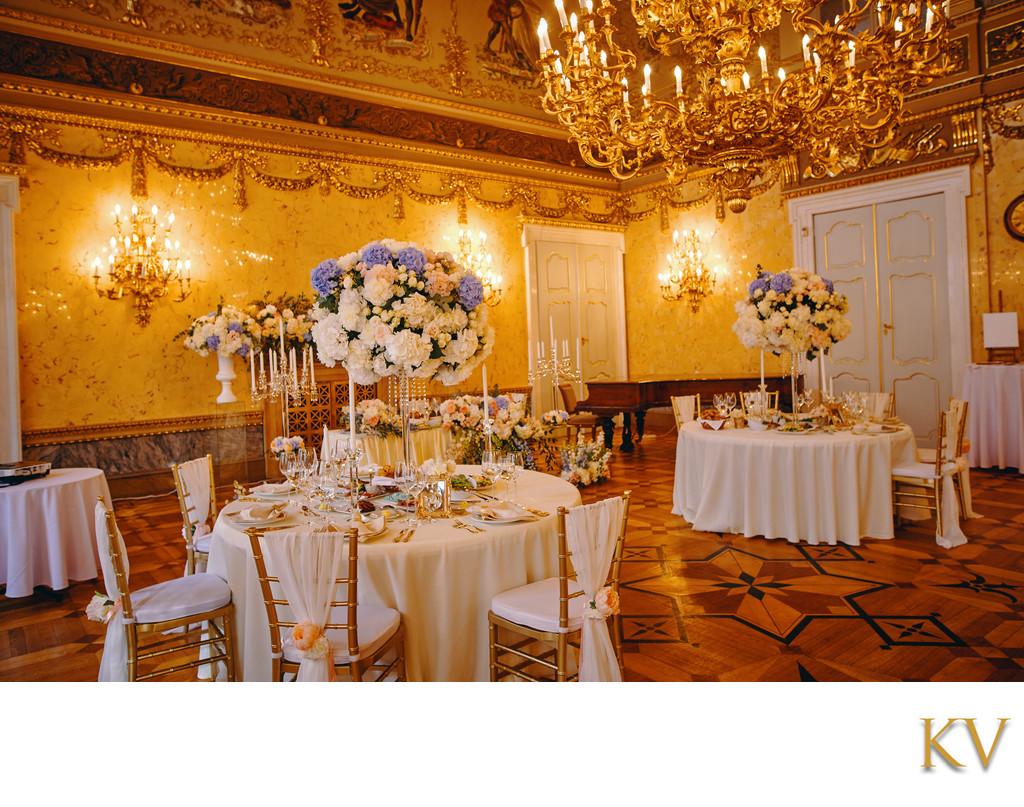 Kaunicky Palace wedding dinner set-up