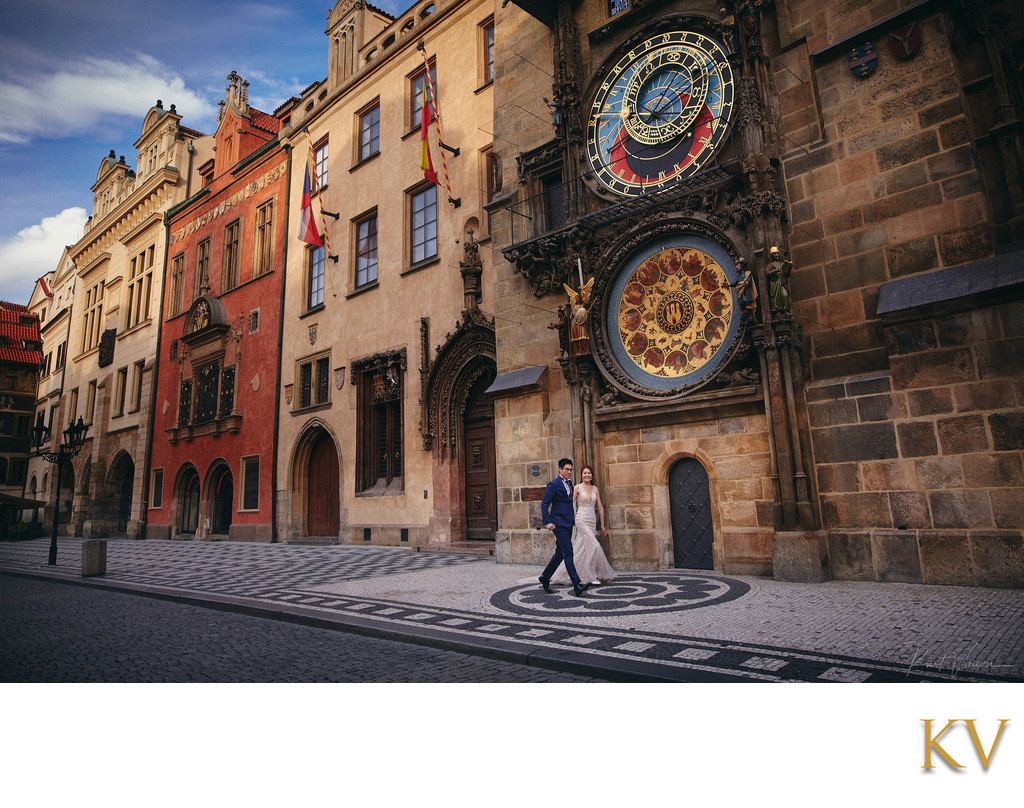 walking under the Astronomical Clock 