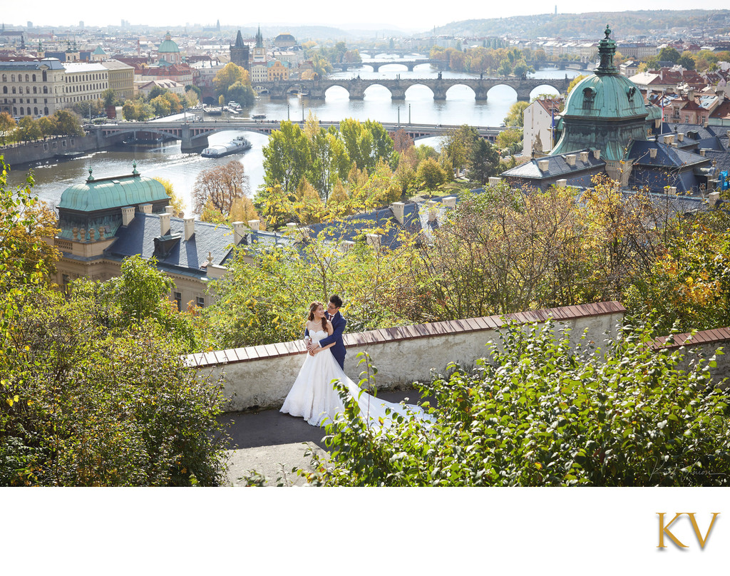 above Prague with Vltava below