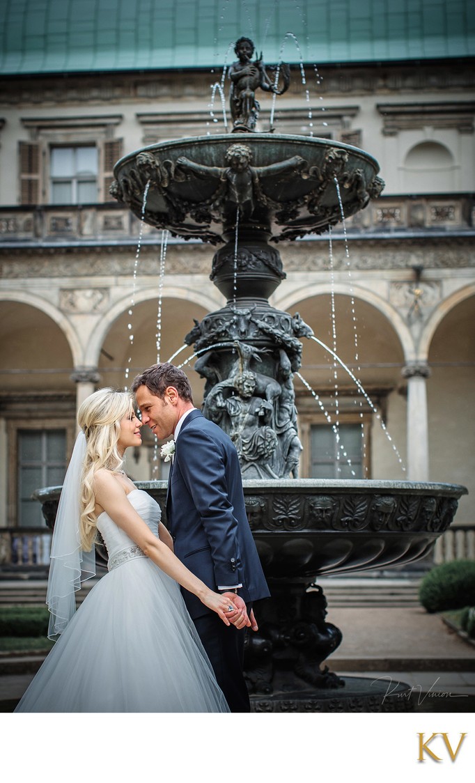 Bride & groom dance Queen Anne's Summer Palace Prague