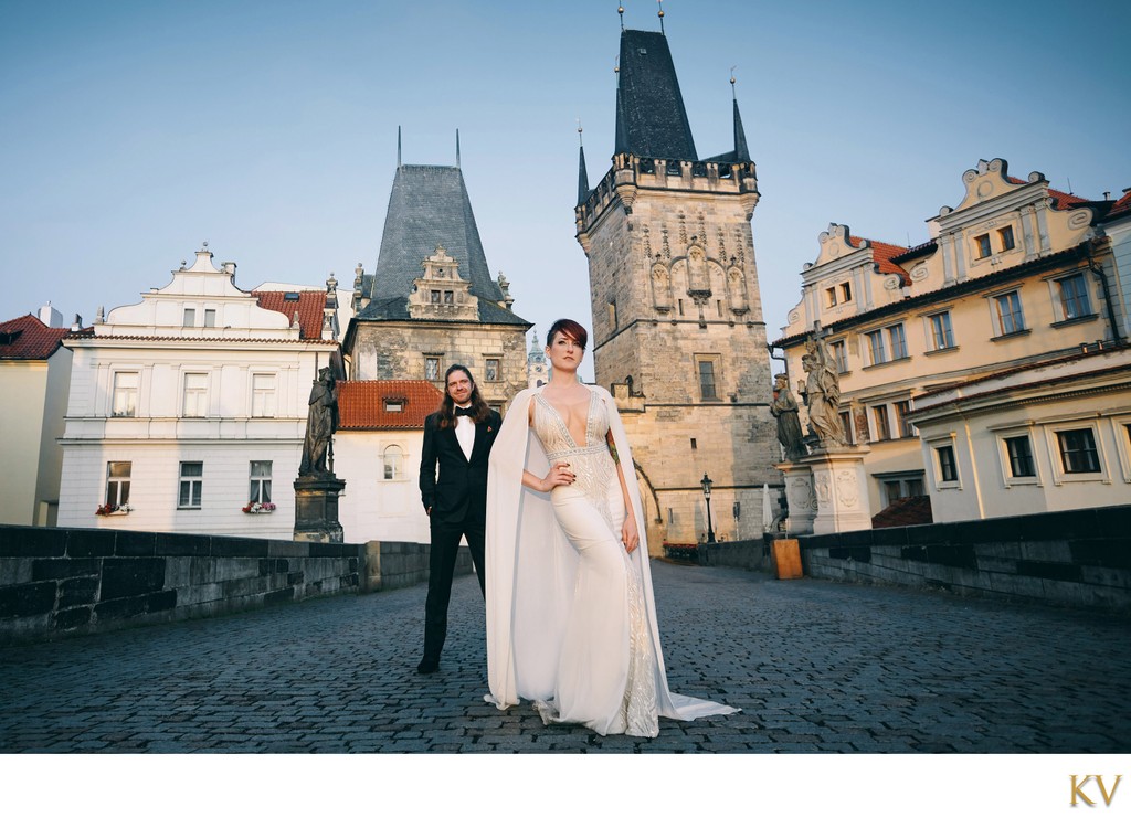 American Woman posing like a boss Charles Bridge