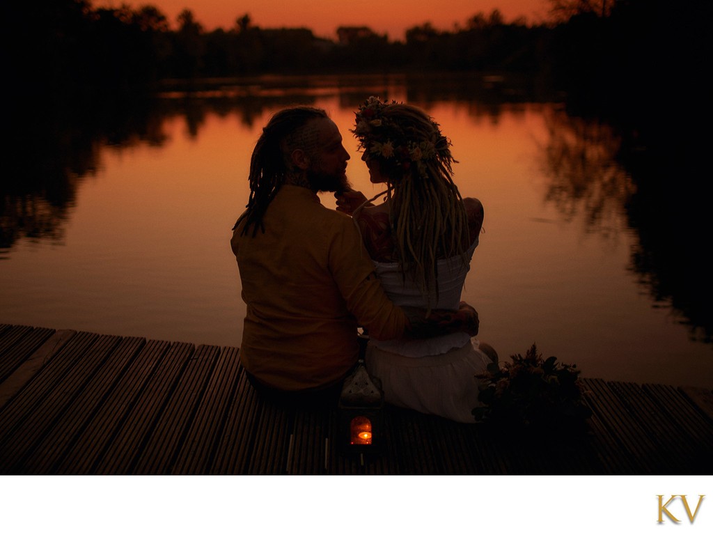 silhouetted love at dusk