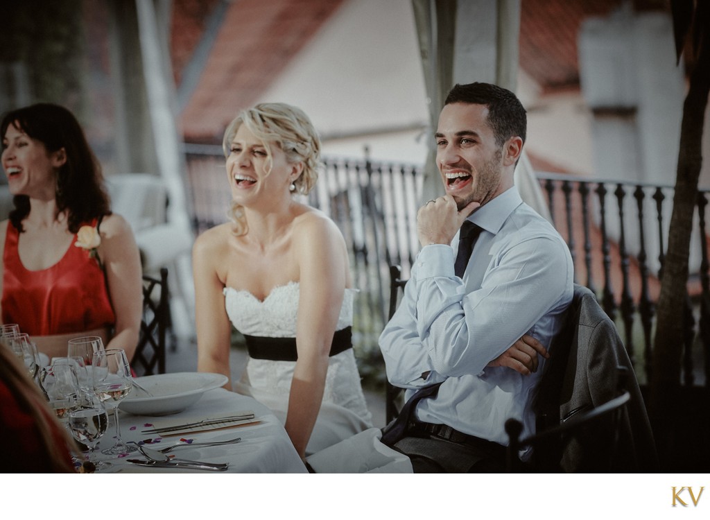 Newlyweds during the speeches 