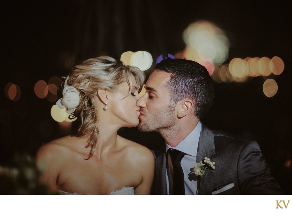 New Zealand Newlyweds kiss as fireworks explode behind