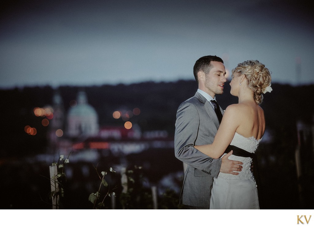 Michal serenades his bride above Prague