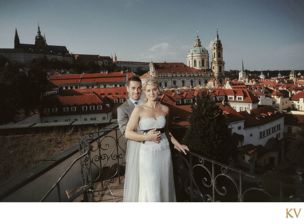 Wedding Portrait of Michelle and Michal at Vrtba Garden.