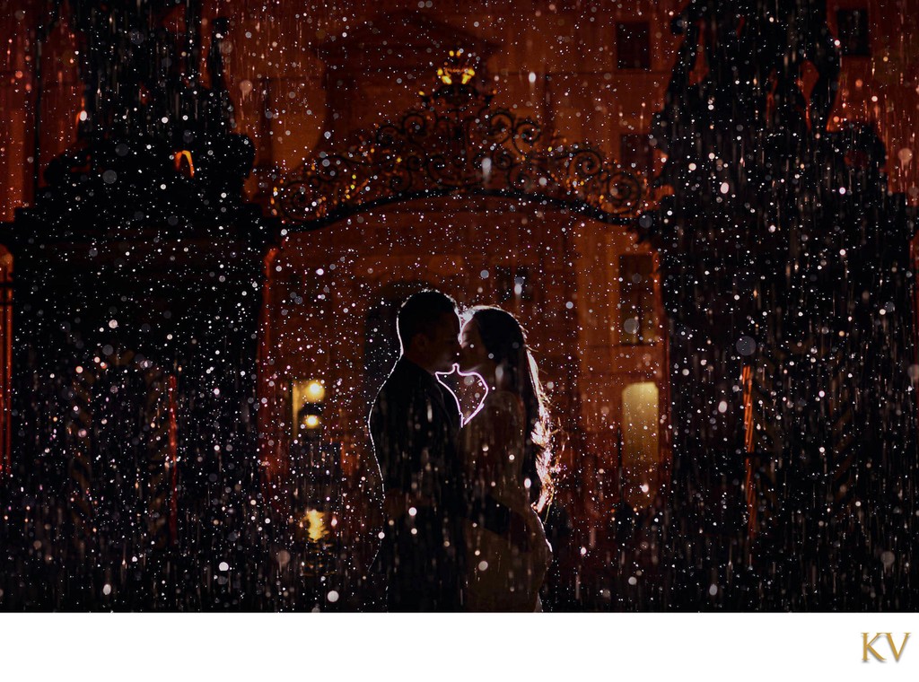 Prague Engagement Photographer Kiss in the Rain