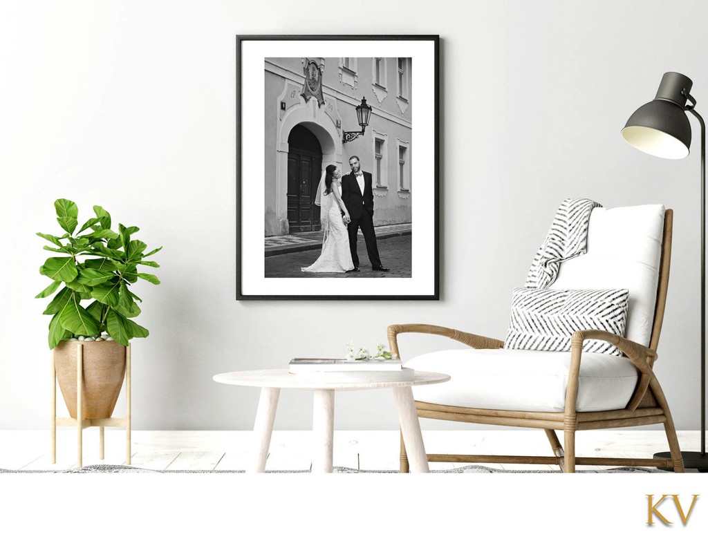 Beautifully framed black & white wedding pictures  