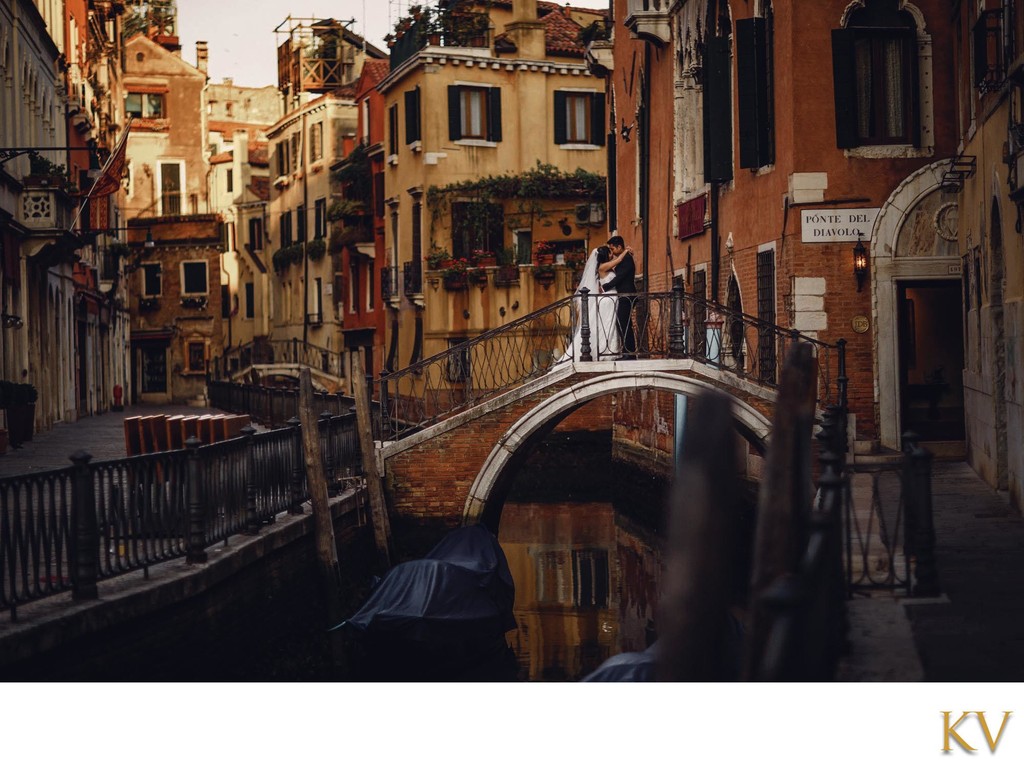 Hong Kong lovers above the canals of Venice 