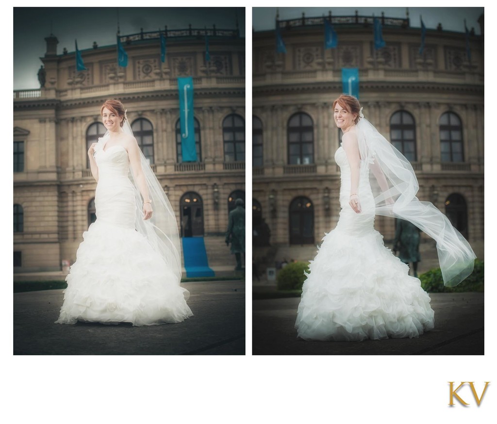 Bride posing in her dress