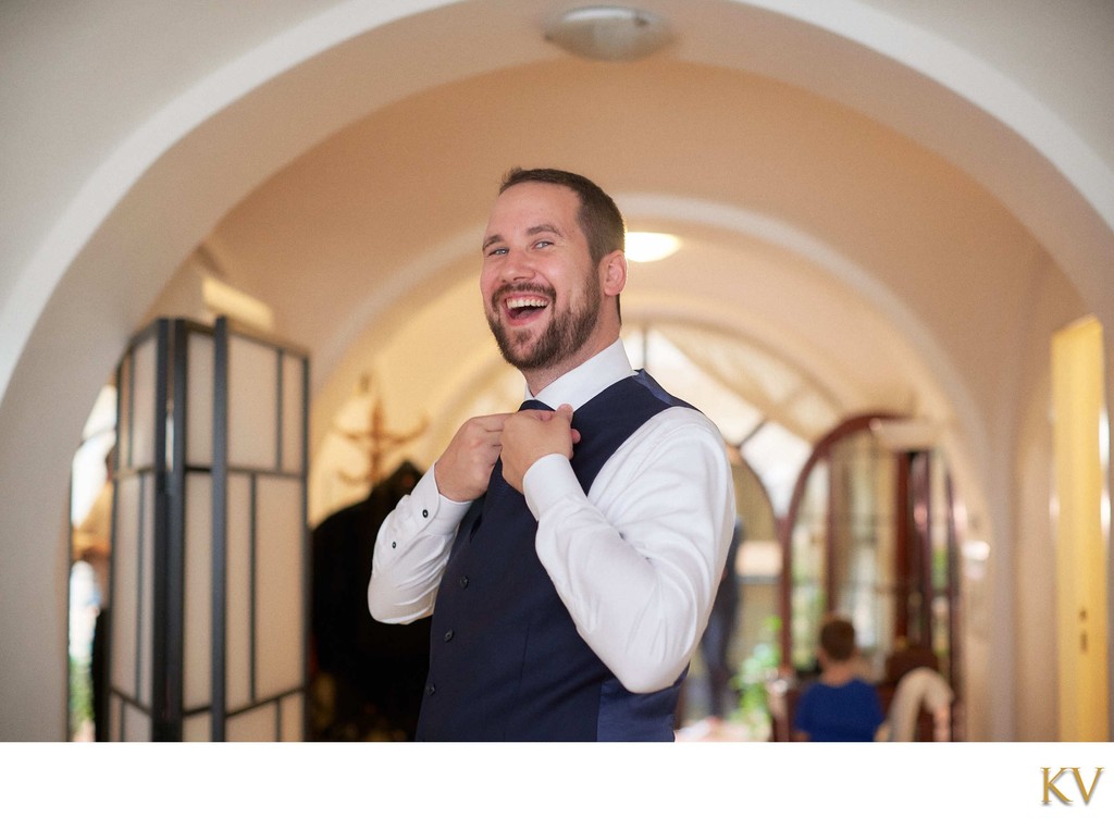 Smiling, Sexy Groom preparation