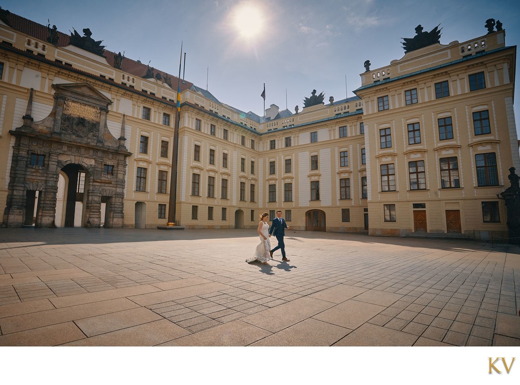 Walking through the courtyards Prague Castle