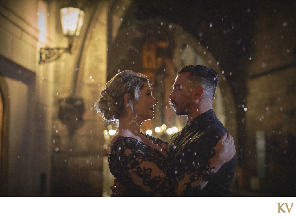 Gothic-inspired portrait session in the rain