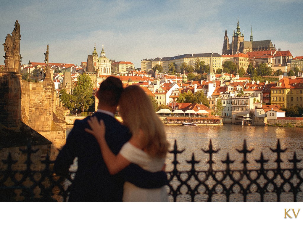 Watching the Sun illuminate Prague Castle