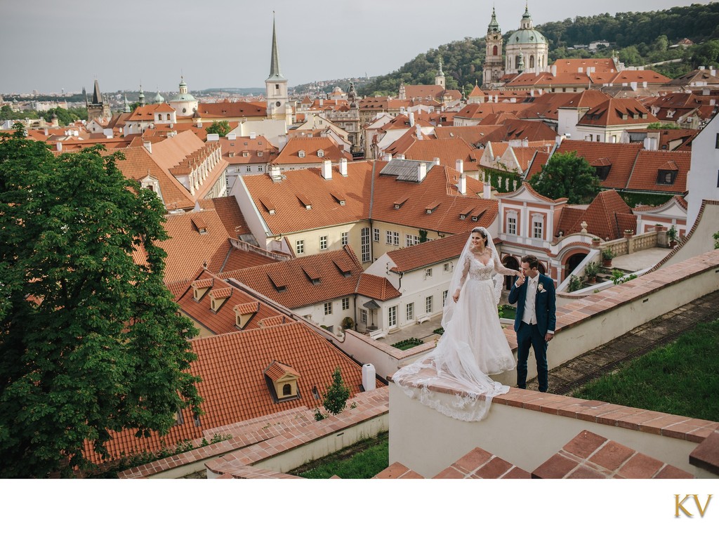 Bride & Groom enjoying the scenery high above the Ledebour Garden