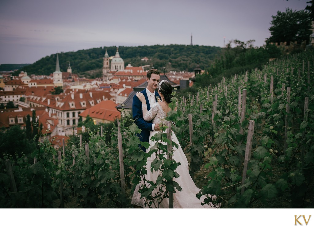 Newlyweds Enjoying Vineyards at Villa Richter